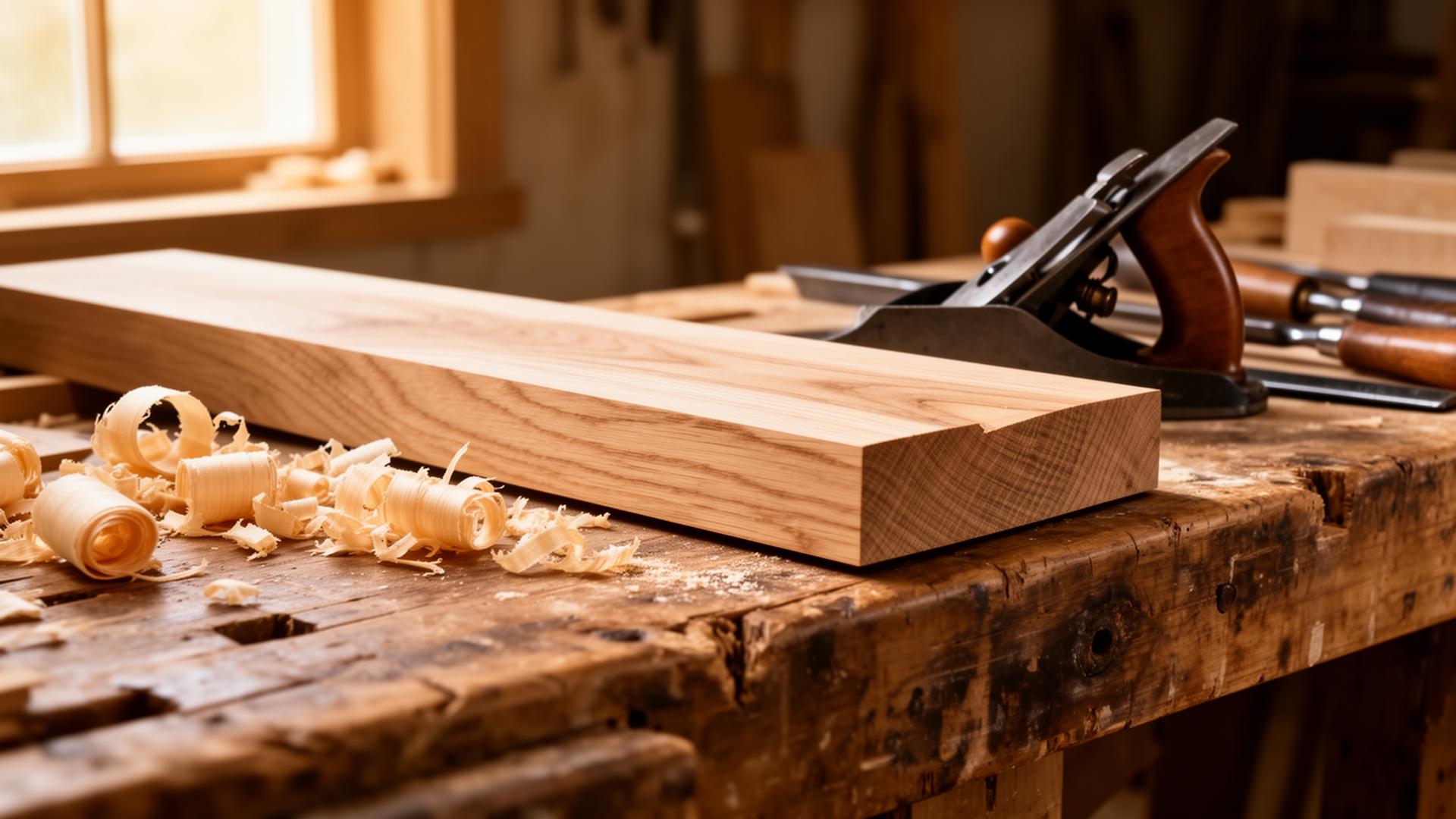 Carpenter shaping natural timber with hand tools in a Cork workshop